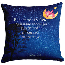 Load image into Gallery viewer, Almohadas en español Salmos 16:7 noche