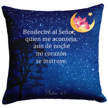 Load image into Gallery viewer, Almohadas en español Salmos 16:7 noche