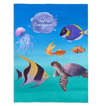 Load image into Gallery viewer, Hello Friends Fleece Fish Blanket GL
