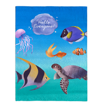 Load image into Gallery viewer, Hello Friends Fleece Fish Blanket GL