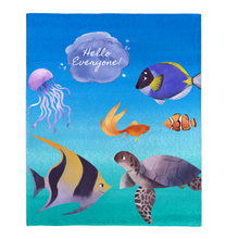 Load image into Gallery viewer, Hello Friends Fleece Fish Blanket GL