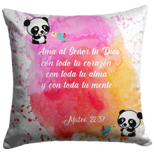 Load image into Gallery viewer, Almohadas en españo  Mateo 22:37  Panda
