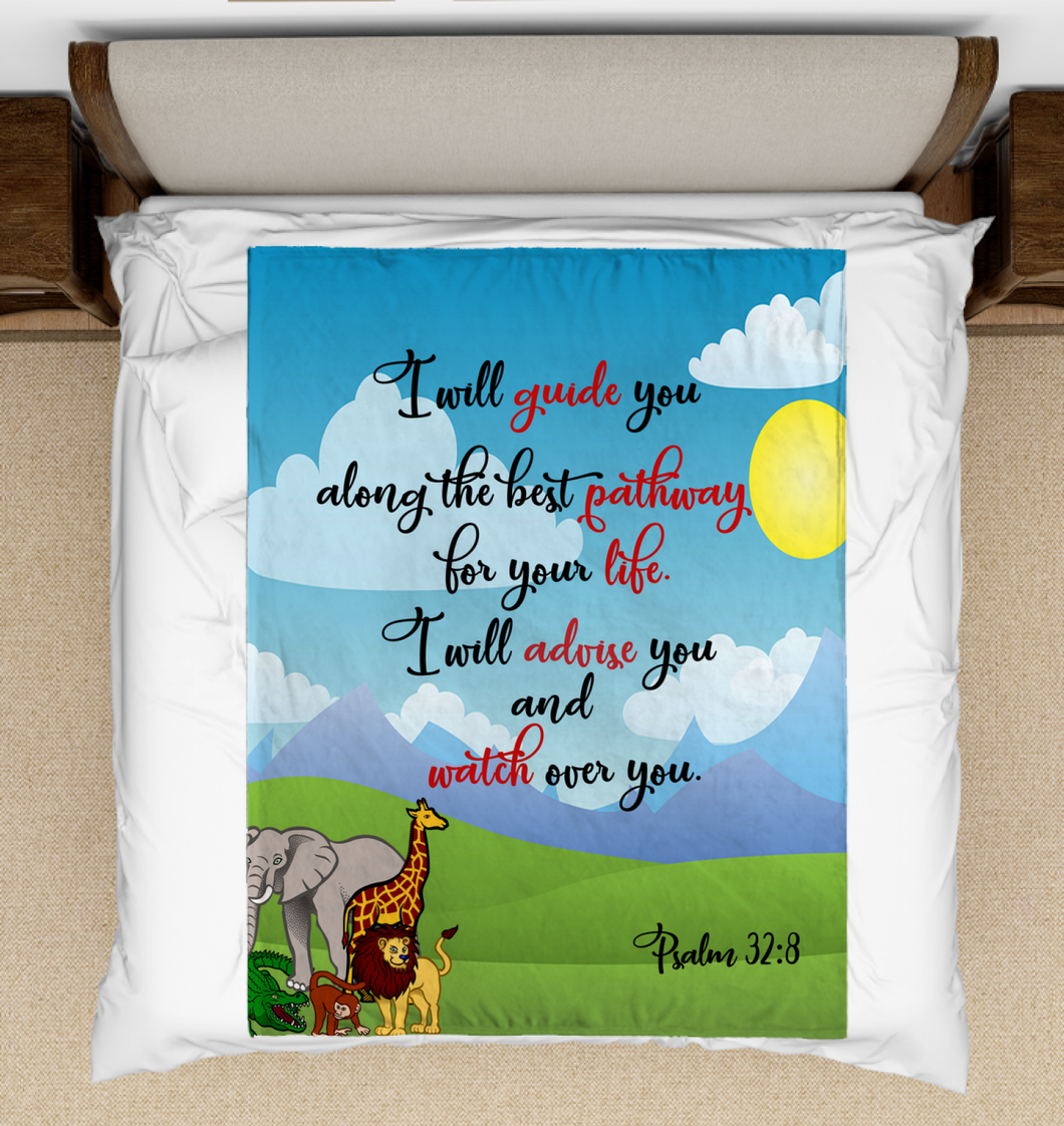 Small Mink Fleece Blanket Psalm 32: 8 (30 x 40)