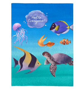 Hello Friends Fleece Fish Blanket GL