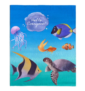 Hello Friends Fleece Fish Blanket GL